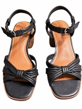 Lucky Brand Black Knot-Strap Block Heel Sandals
